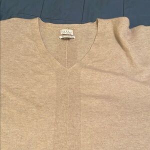 Nicole Miller Neutral Beige V-Neck Sweater